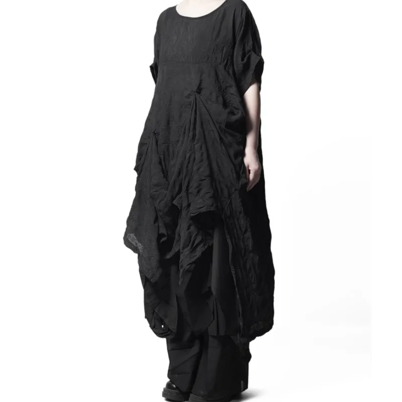 

Dark Gothic Style Irregular Pleated Texture Dress Men and Women