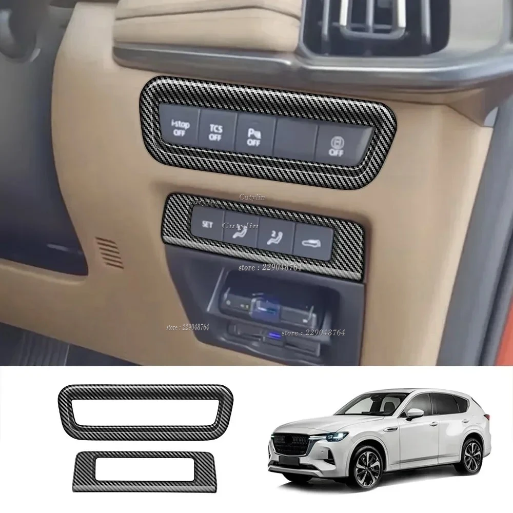 LHD RHD For Mazda CX60 CX 60 2022 2023 2024 Interior Accessories Carbon Fiber Air Condition Cover Trim Rearview mirror cover