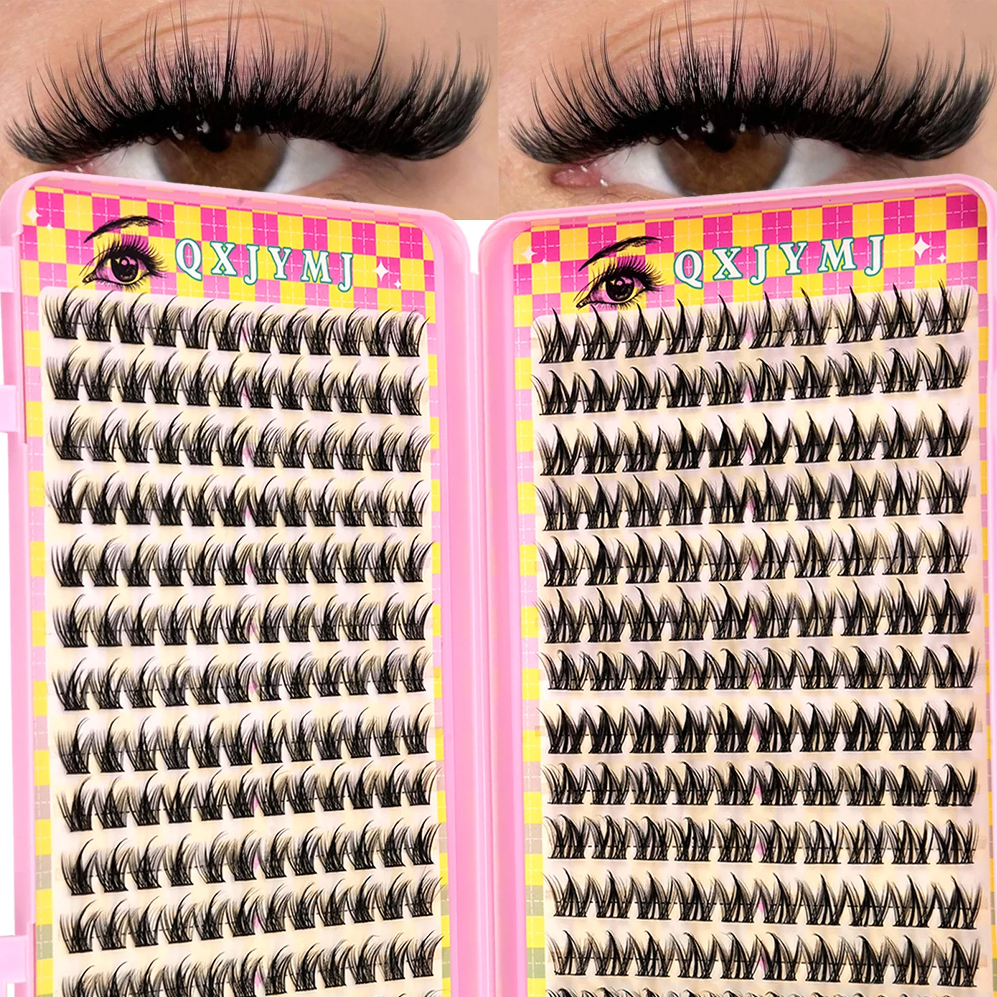 28 Rows Individual Cluster False Eyelashes 2 Styles Little Devil & Dog-like C Curl Wispy DIY Eyelash Extensions Eye Makeup