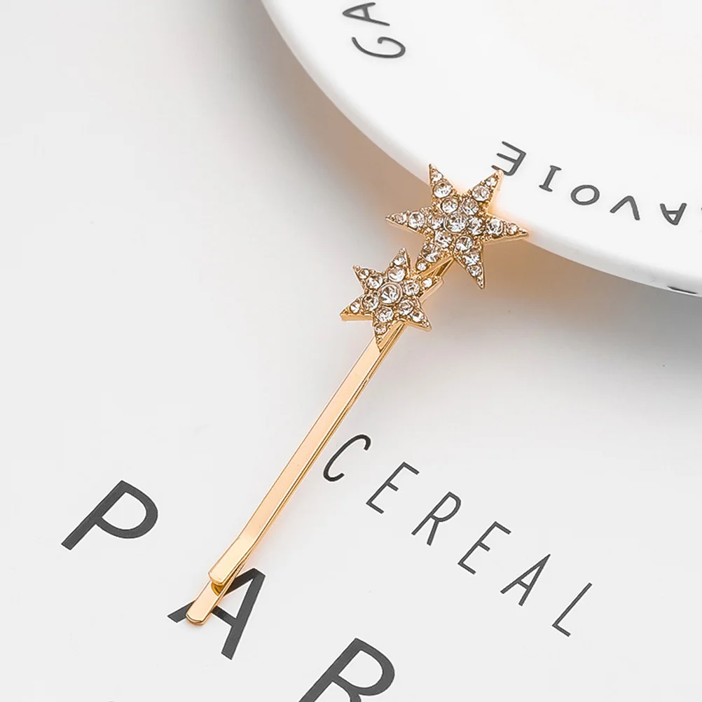 

2pcs Alloy Rhinestone Star Hair Clip Metal Bobby For Women Girls Daily Wear Party Decoration Pentagram Hair Pin Star Bobby Pin