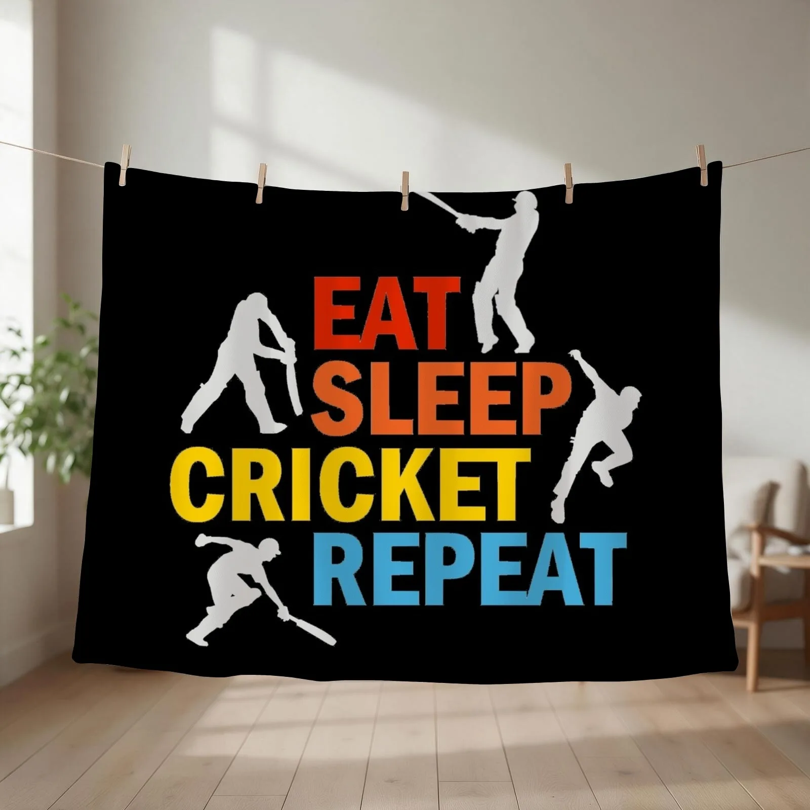 Eat, sleep cricket, repeat Throw Blanket couch cozy soft plush fuzzy picnic outdoor blanket