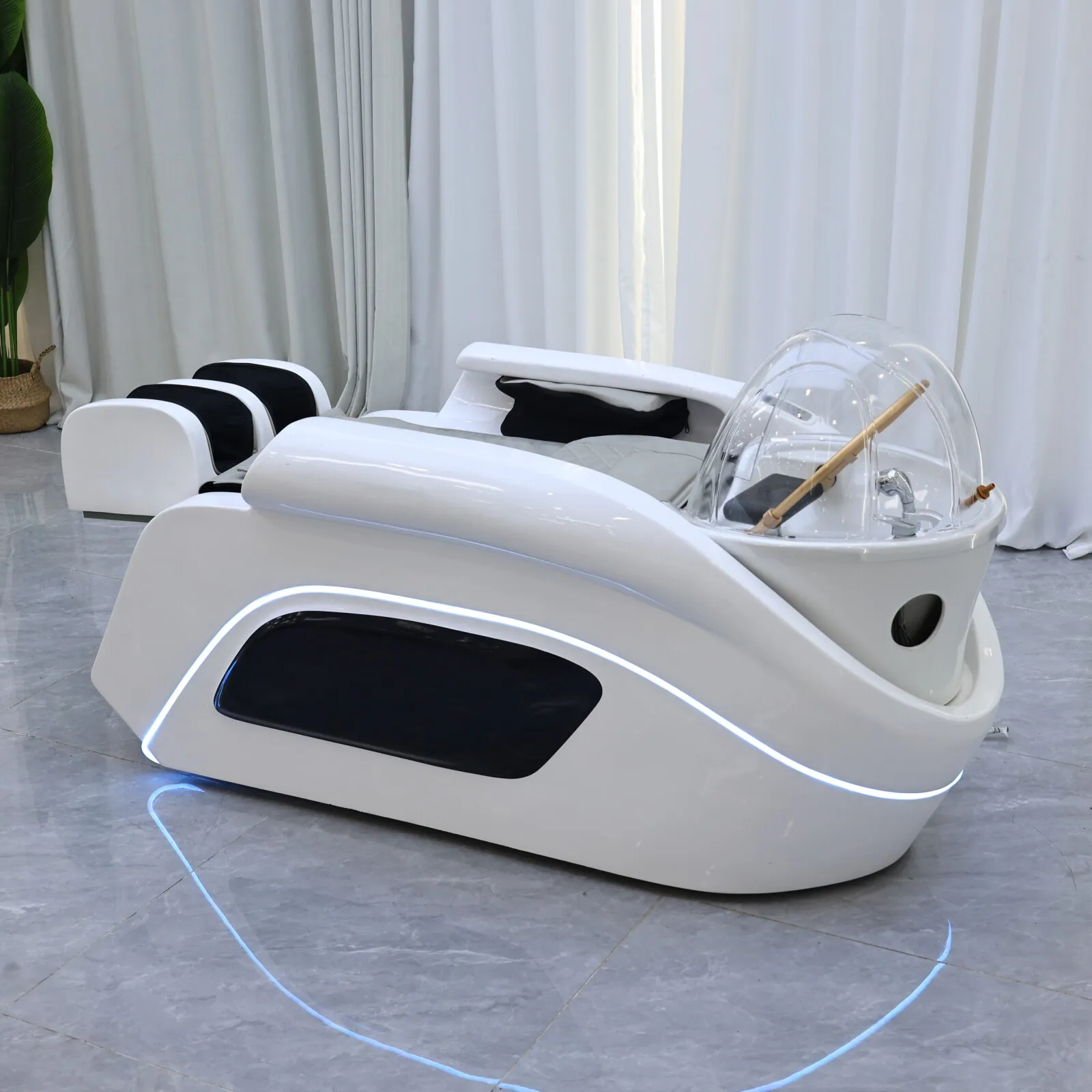 متجر صالون الشعر العلامة التجارية، سرير شامبو للتدليك التلقائي، سرير غسيل الشعر، طاولة التدليك، خدمة الصالون الراقية، الأثاث التجاري