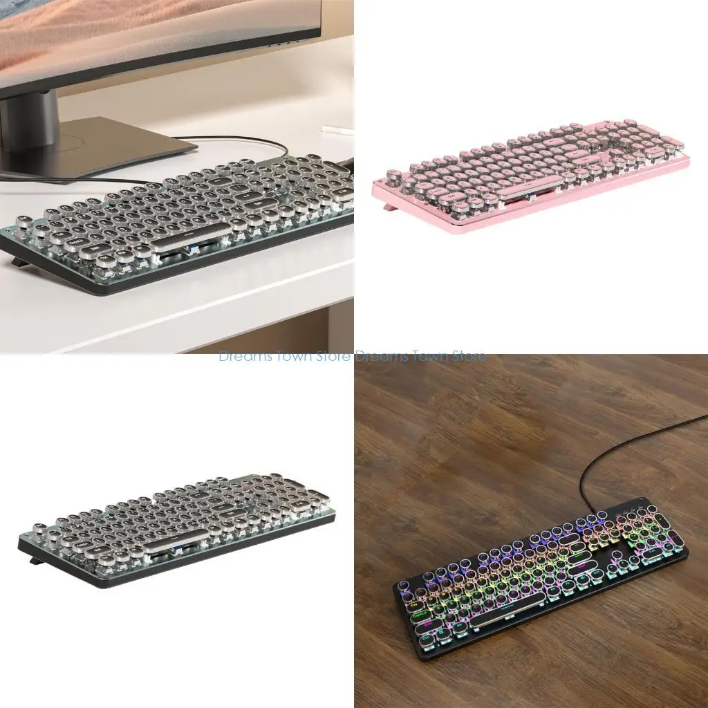 

HX6A Проводная светодиодная механическая клавиатура и мышь комбинированная для ПК, игрового компьютера, в стиле панк