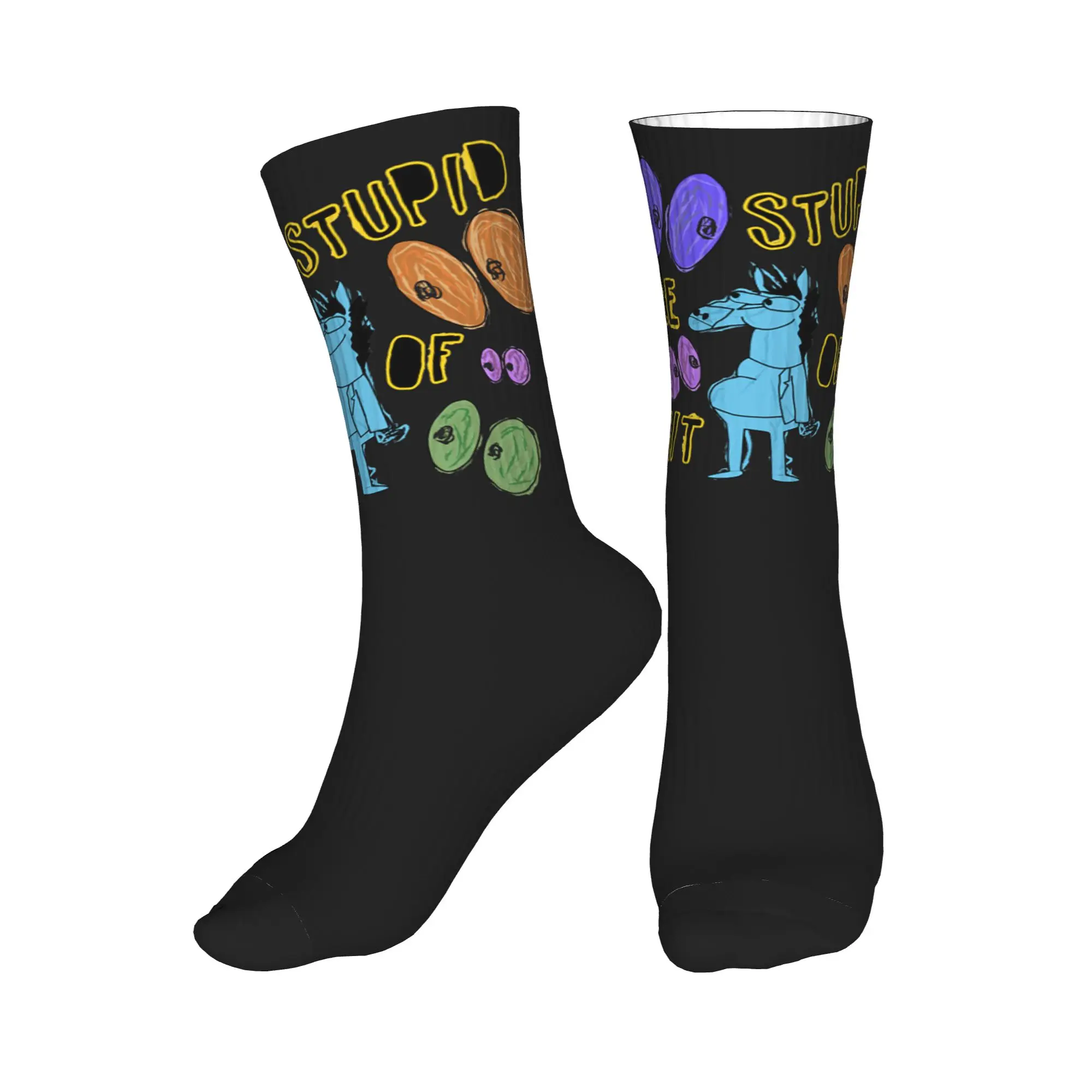 

All Seasons Cartoon Bojack Horseman Stupid Piece Of Shit Sport Middle Tube Socks Crew Socks Funny Stockings for Men Women
