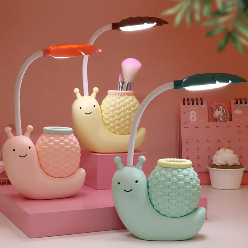 Cartoon LED Snail Desk Lamp Children Bedroom Night Light Reading Study Birthday Christmas Gift Home Desktop Decor Eye Protection