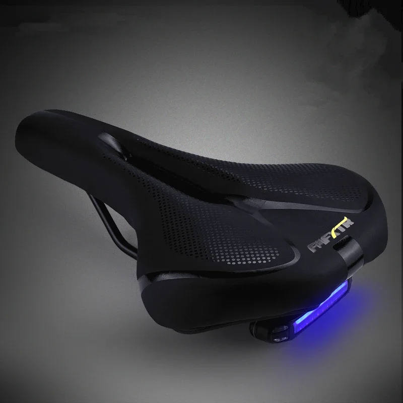 MTB Bicycle Saddle With Tail Light Hollow Wide Breathable Soft Road Bike Cushion Seat Cycling Bicycle Saddle Bike Parts