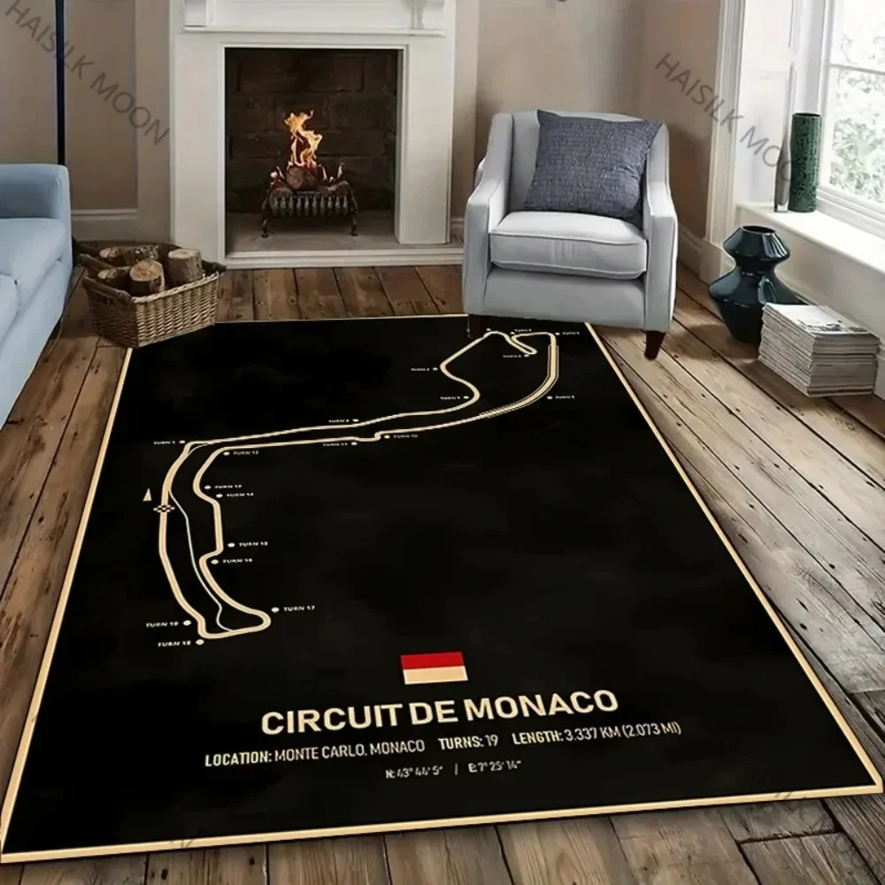 Tapis imprimé en Circuit de piste pour chambre, canapé, formule 1, décor à thème de sport automobile, pour amoureux de course, décoration de chambre à coucher, de maison