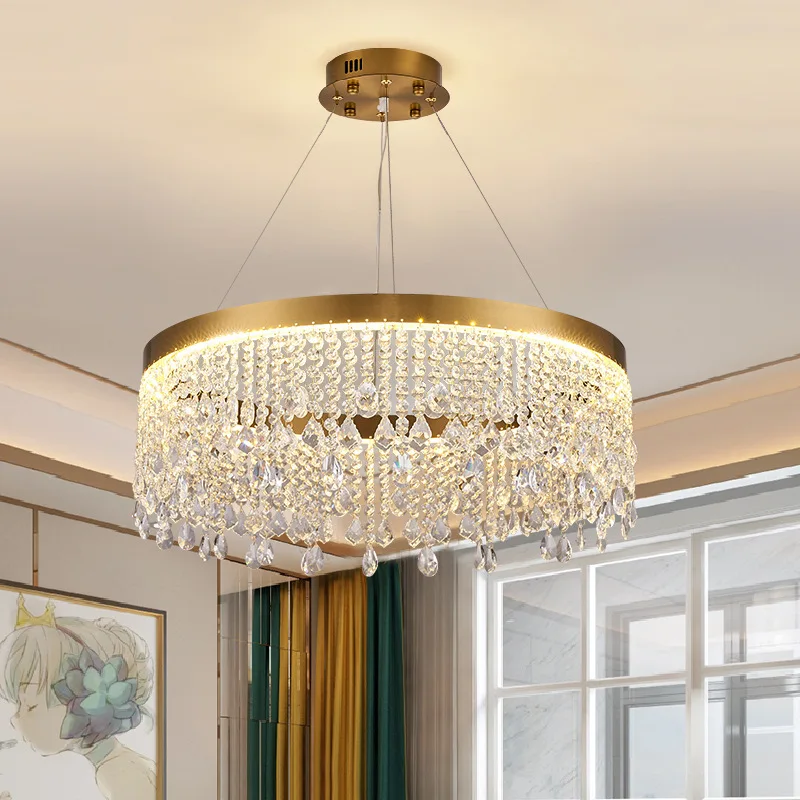 Luxury stainless steel K9 crystal Light Dining chandelier Living Room Bedroom Kitchen Hotel lobby
