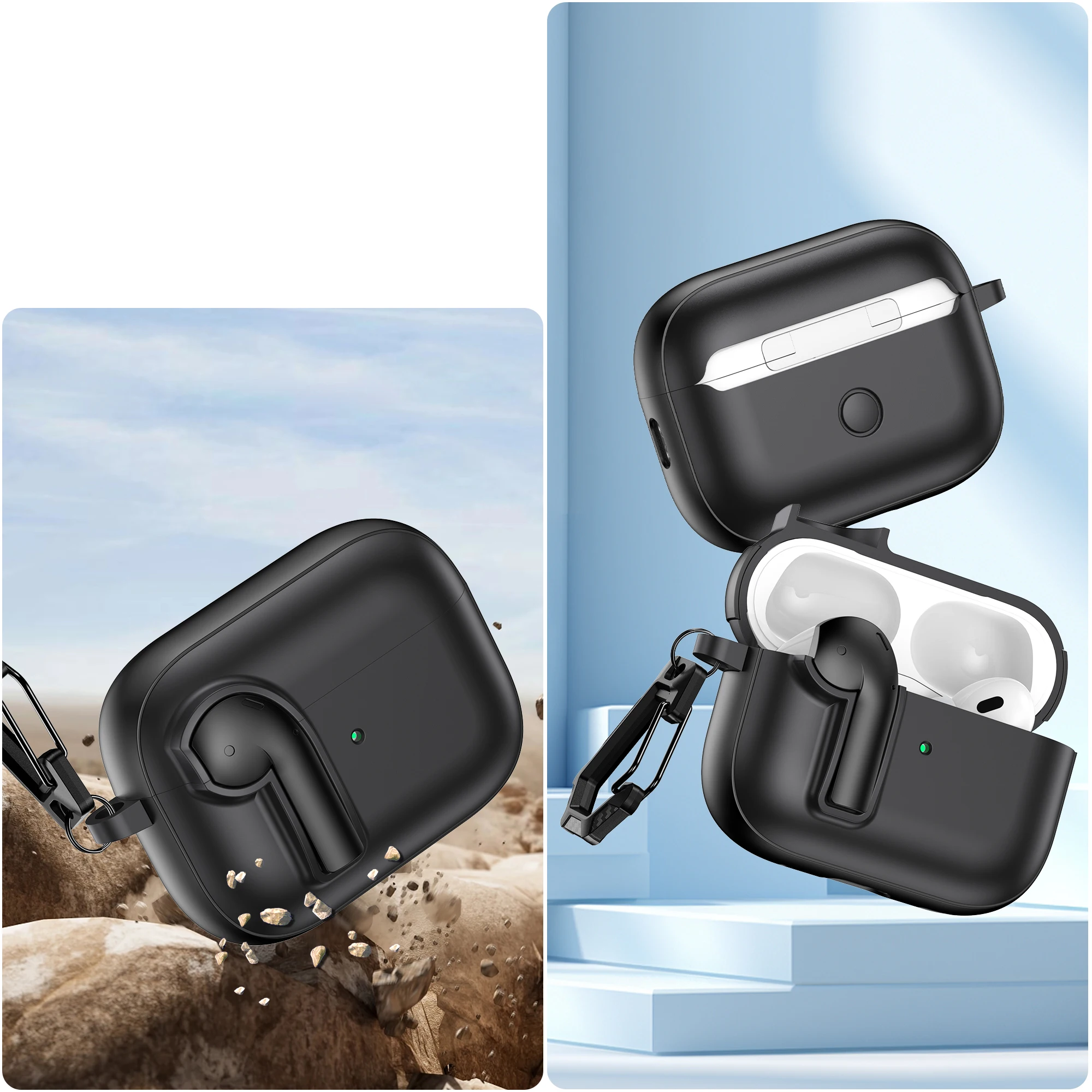 AirPods 4용 섀클 케이스 AirPods Pro 2 3 커버용 이어폰 액세서리 충격 방지 하드 쉘 보호 케이스