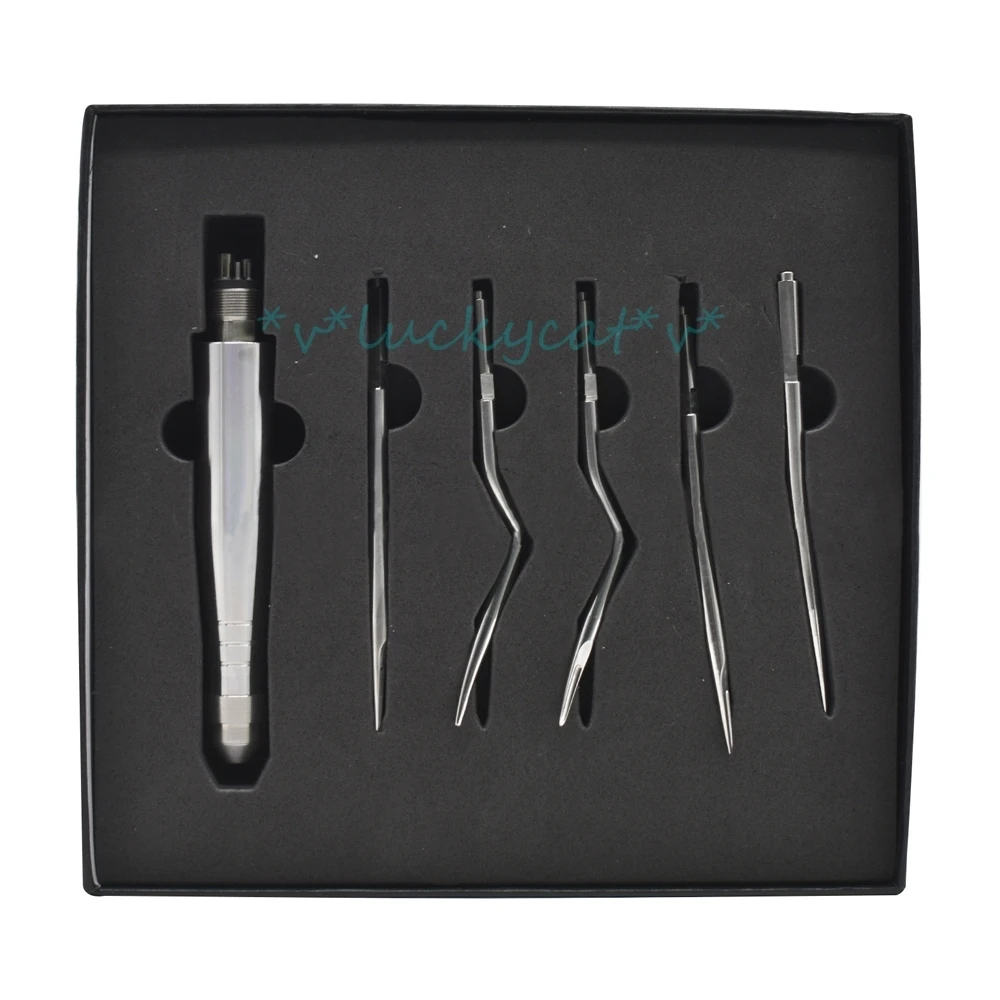 

1set hot sale 4 Holes Dental Tooth Extraction Instrument Turbine Pneumatic Elevator Set with 5 Tips Dentistry Clinic lab Tools