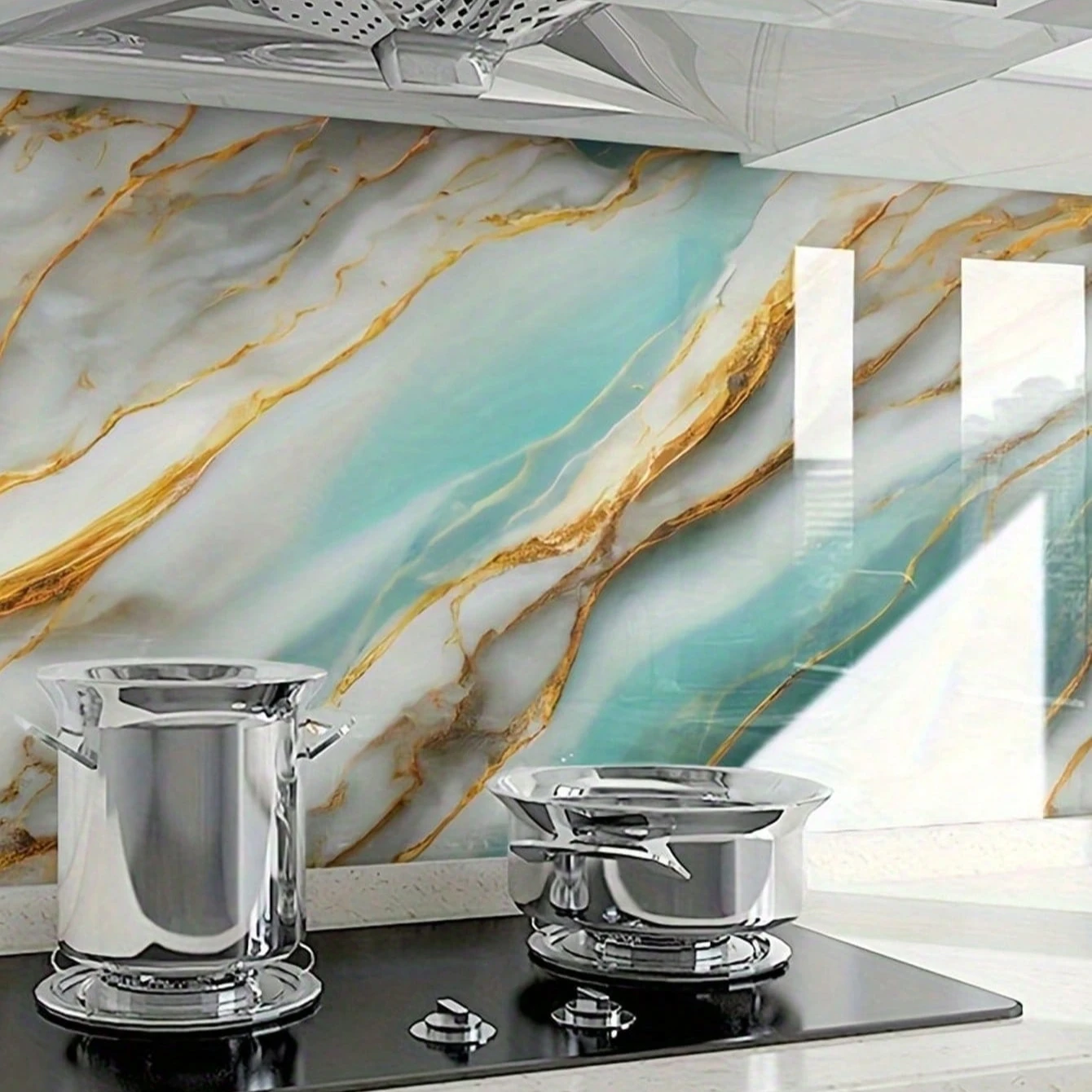 50cm Width Foil Marble Stickers for Home Decor Self Adhesive Waterproof Oil Proof Wallpaper Peel Stick Removable Kitchen Film