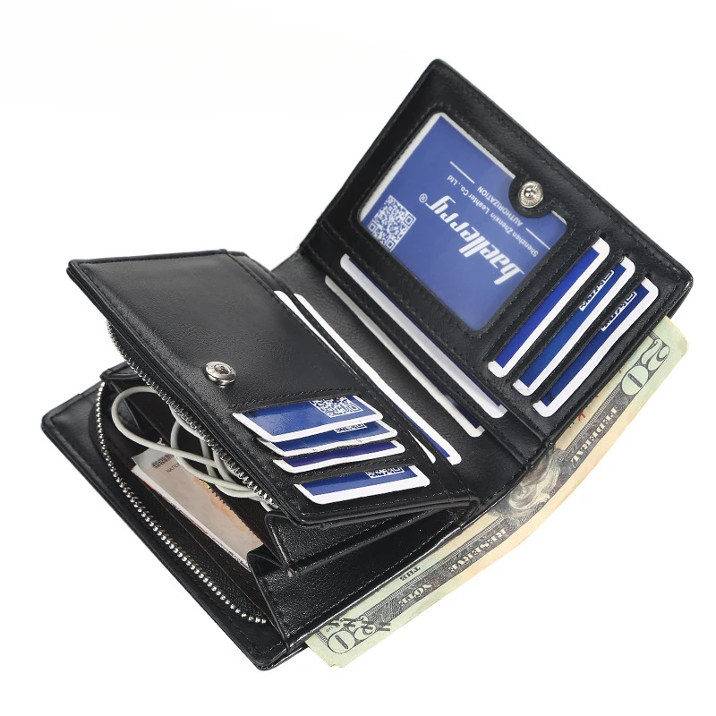 New Wallet for Men European and American Retro Multi Card Wallet Ticket Holder Nice Zipper Wallet
