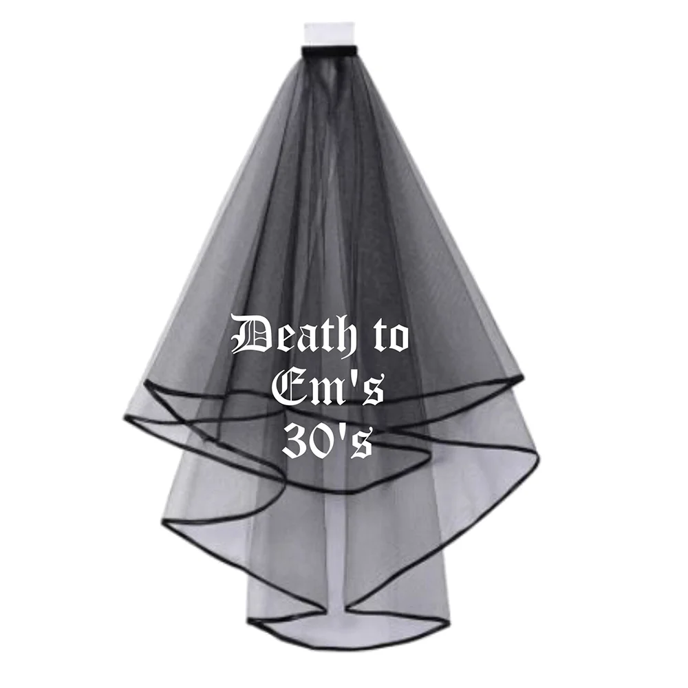 

Personalised (Your Name) Birthday Party BLACK Veil Gothic Theme Death To My 20s 30s (your Age) Birthday Gift for Daughter Friend