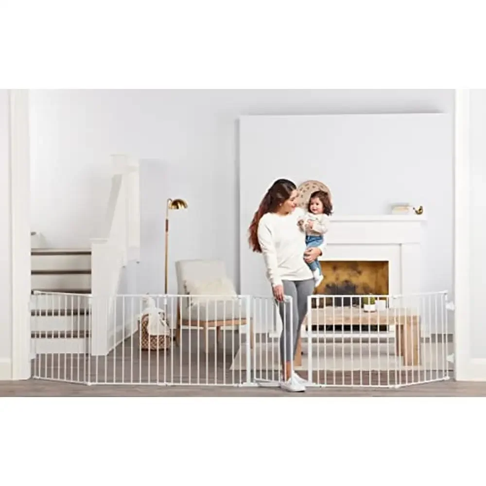 Wide Baby Gate Play Yard Combo Wall Mount Kit Adjustable Panels Easy Install