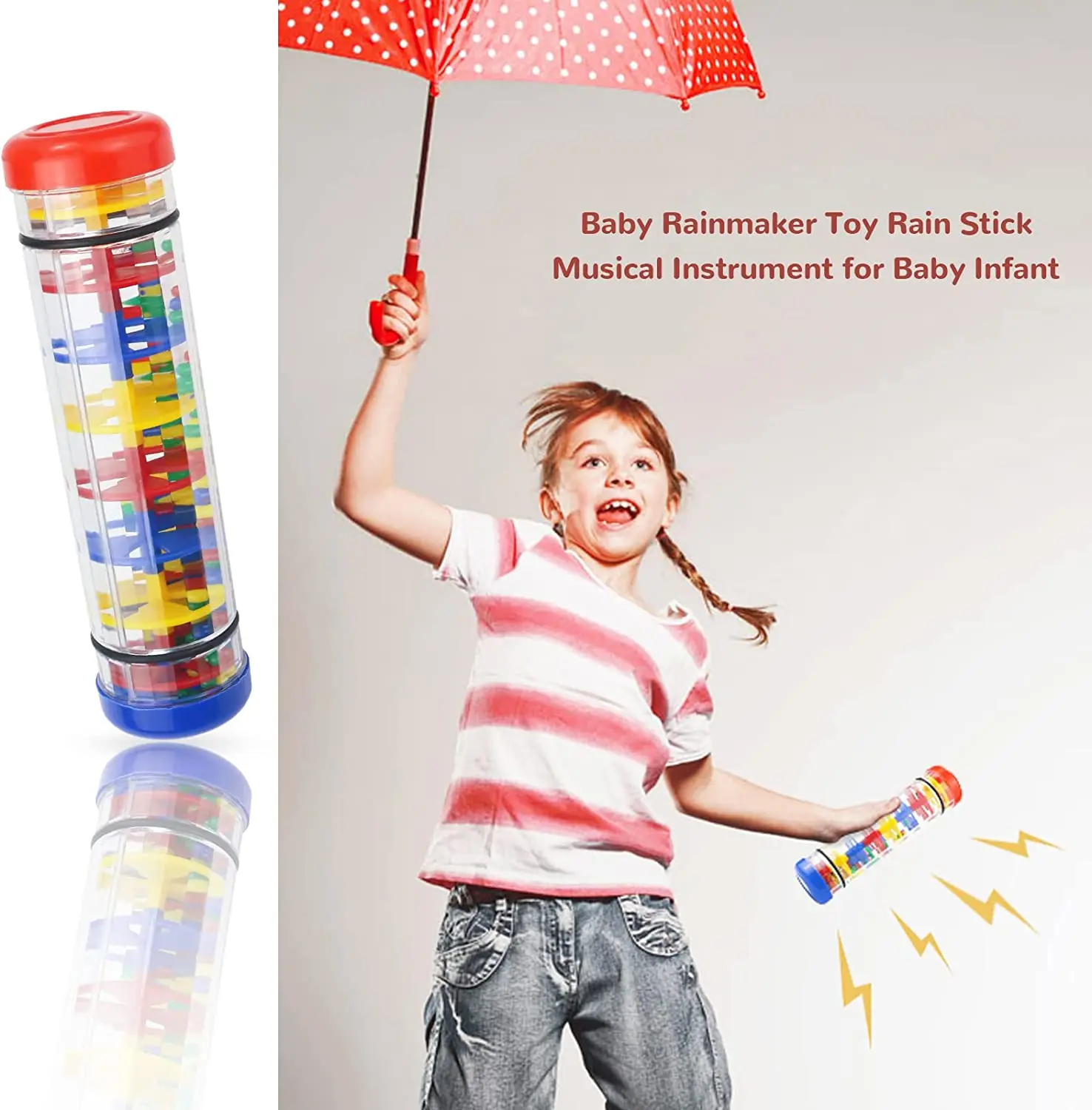 Mini Rainstick Rattle Tube para Bebês, Rain Stick, Shaker Rainmaker, Música, Sensorial, Instrumento de Áudio, Brinquedo para Criança, Menina, Criança