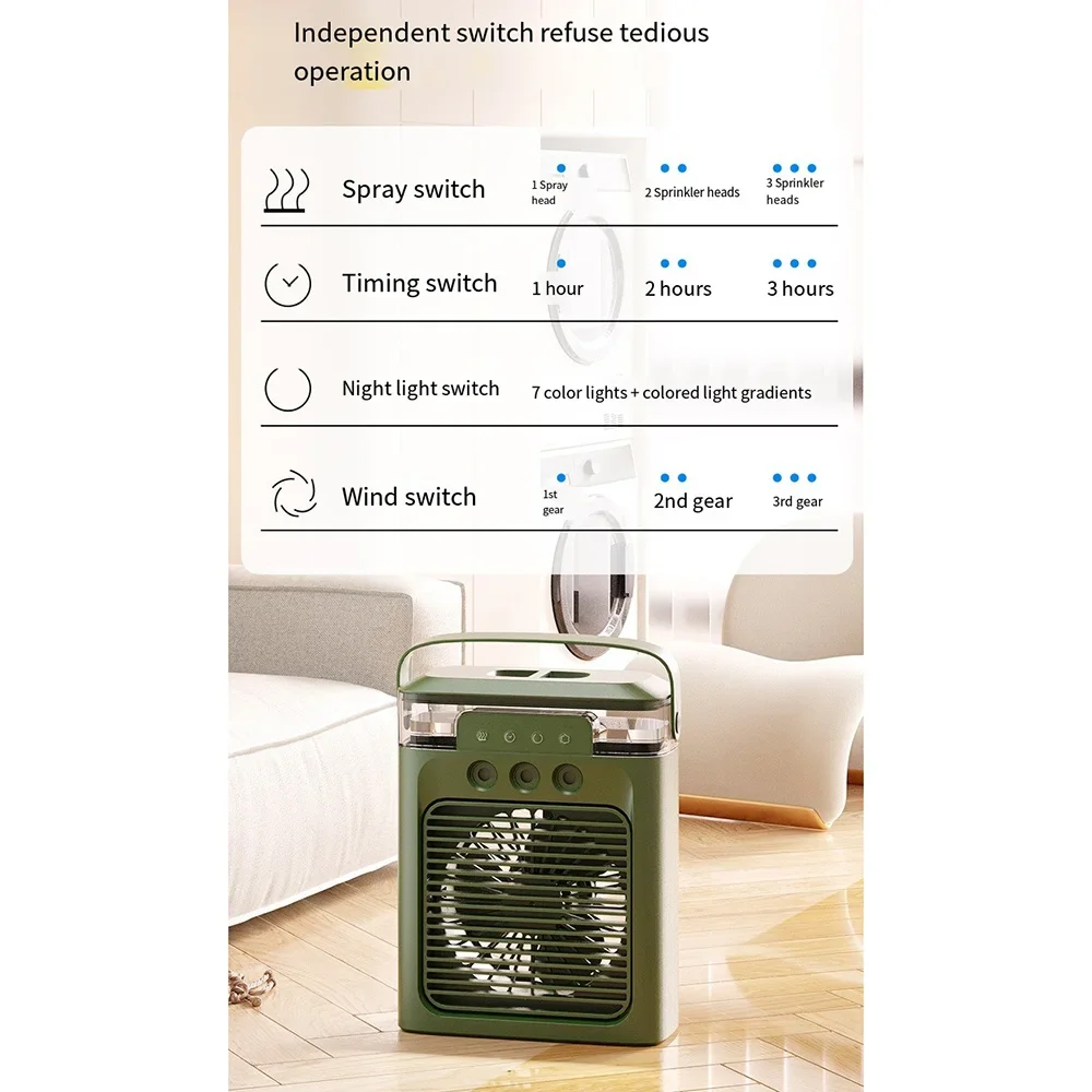 Draagbare Luchtkoeler Ventilador USB Oplaadbare Watermist Verstelbare Verlichting é Geschikt para Thuiskantoren