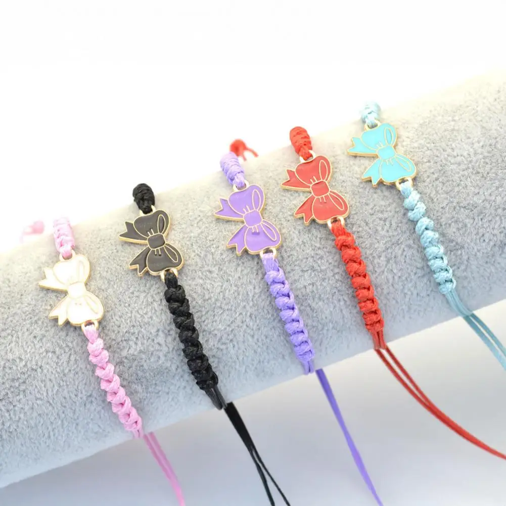 Bow Braided Bracelet Adjustable String Rope Bracelet Handcrafted Cheerleader Bracelet for Cheer Dance Team Friends Gift 팔목