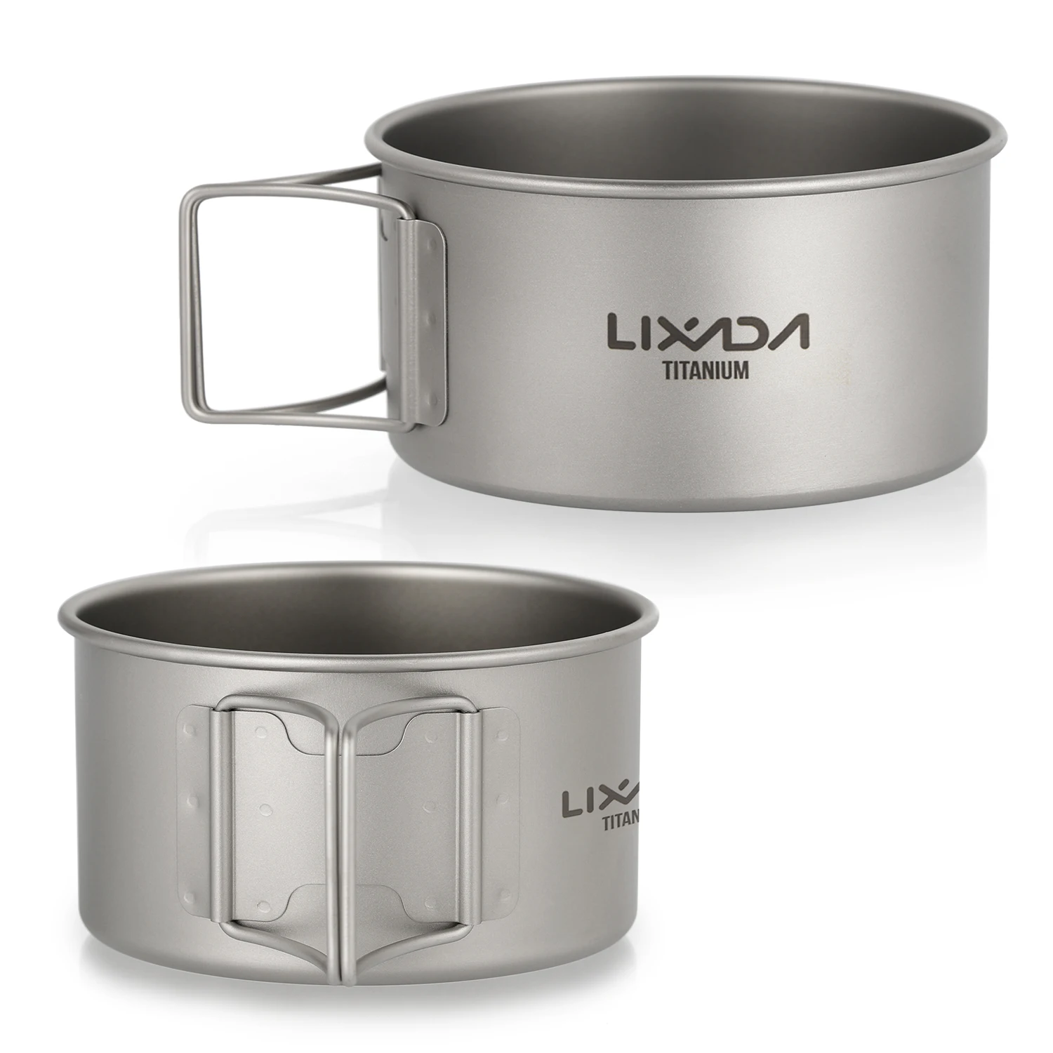 Lixada Titanium Bowl with Folding Handles Dinner Food Container for Outdoor Camping Hiking Backpacking