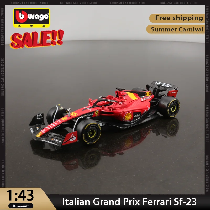 In Stock 2024 Bburago 1:43 Italian Grand Prix Ferrari Sf-23 Monza Livery Alloy Miniature Diecast Model #16 Charles Leclerc Toys