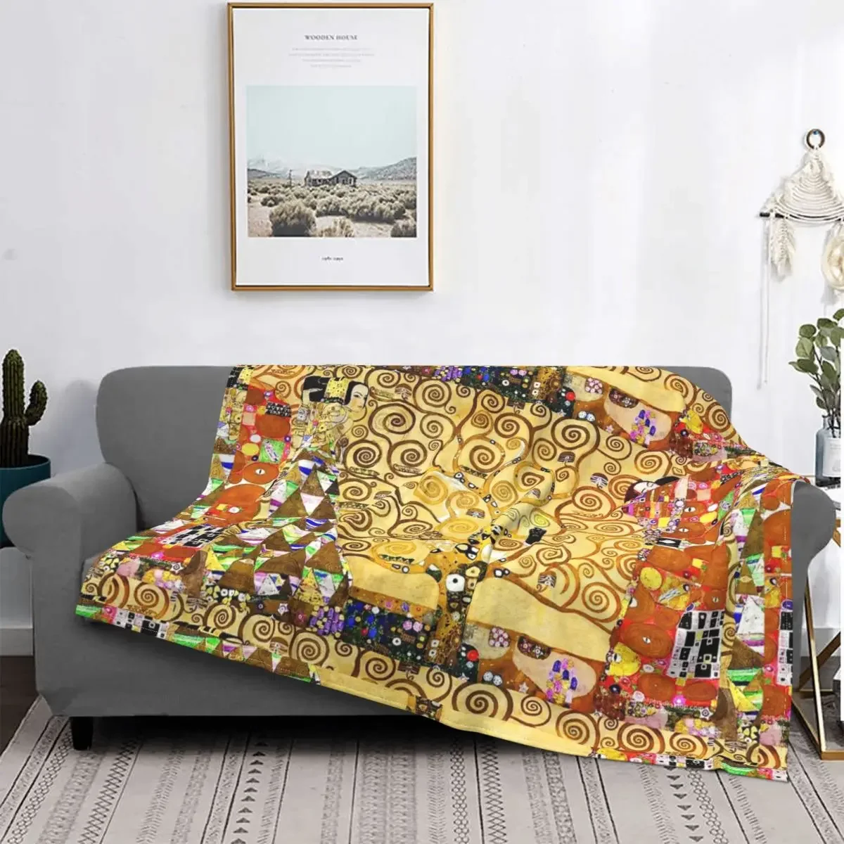 Tree Of Life Stoclet Frieze Gustav Klimt Blanket Flannel Super Soft Throw Blankets for Outdoor Travel Bedspread