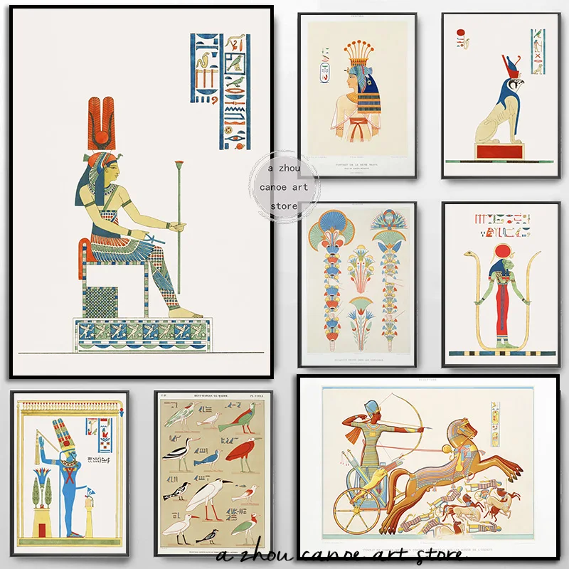 Ancient Egyptian Pharaoh Ramses, Chariot Horse Egypt Egyptian Art Poster Canvas Painting Wall Prints Picture for Room Home Decor