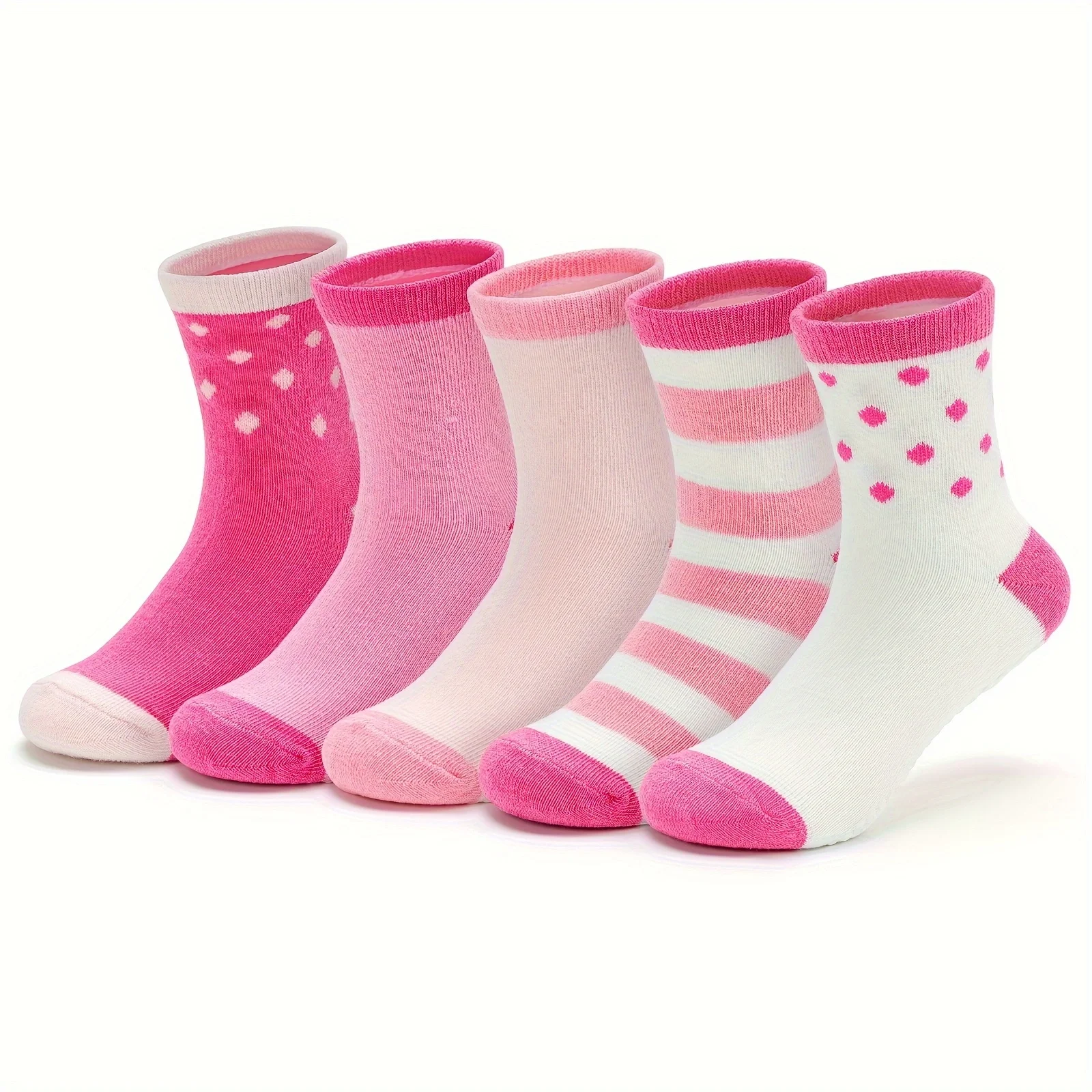 Calcetines antideslizantes para bebé y niña, medias cómodas y transpirables, color rosa, para el hogar, 5 pares, TW003