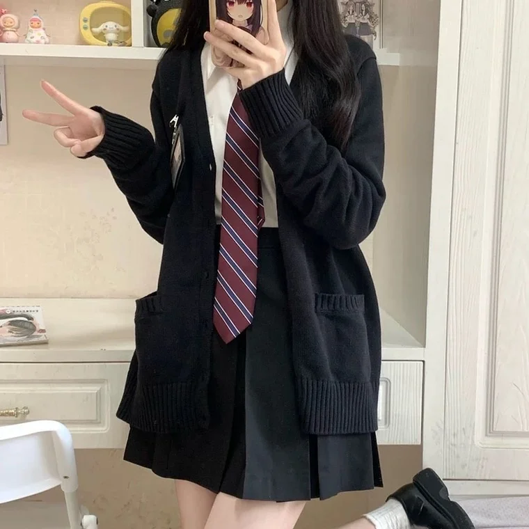 

Women's College Sle JK Open Cardigan Sweater Coat Full Set orm Knittedwear Autumn Winter Faion Student School orm...