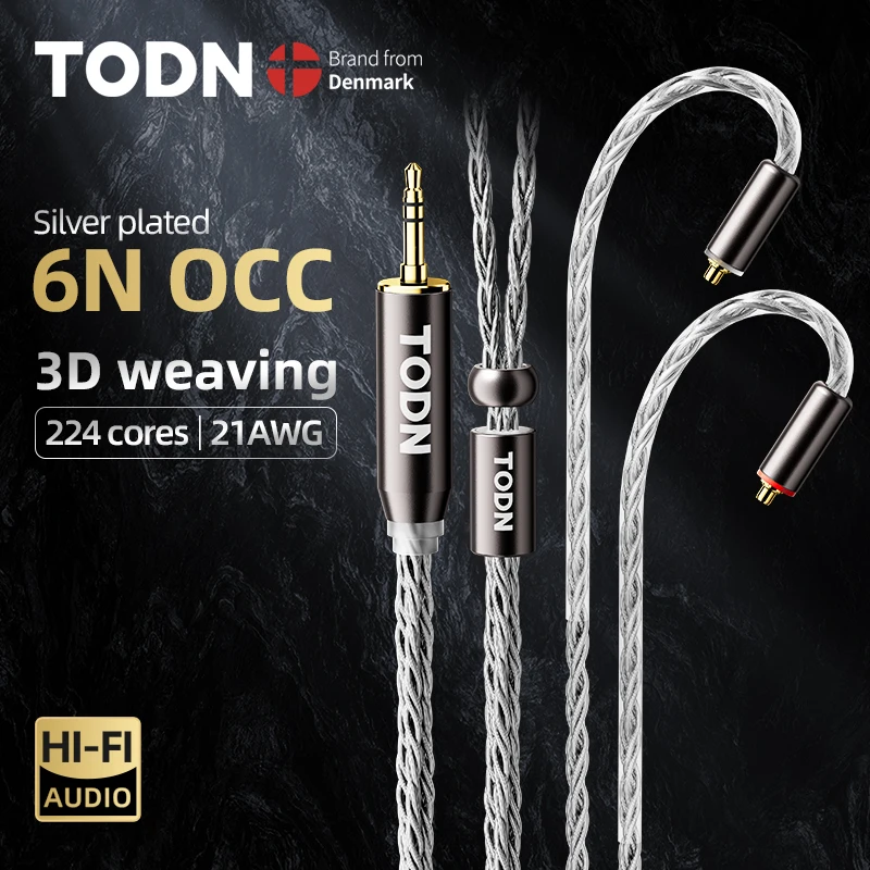 

TODN HiFi Audio Replace Wire 16 Core Silver Plated OCC Cable MMCX 2Pin 4.4mm 3.5mm aux for Carat Tangzu Fudu HOLA Zero MK4