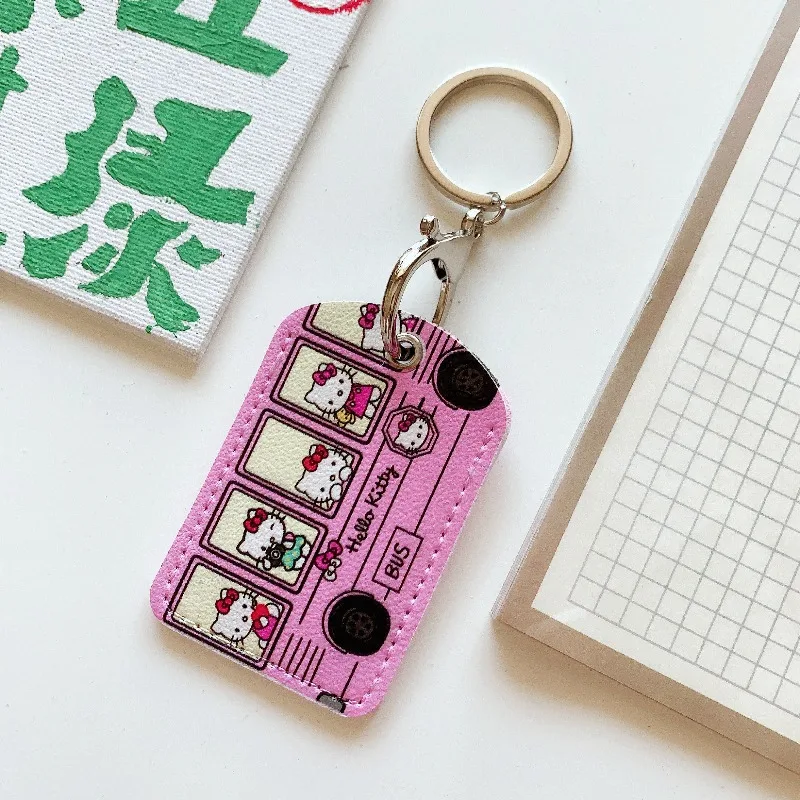 Kawaii Hello Kitty Hanging Id Card Holder Student Animation Anti Loss Credit Card Anime Protective Cover Key Chain Bag Pendant view 4