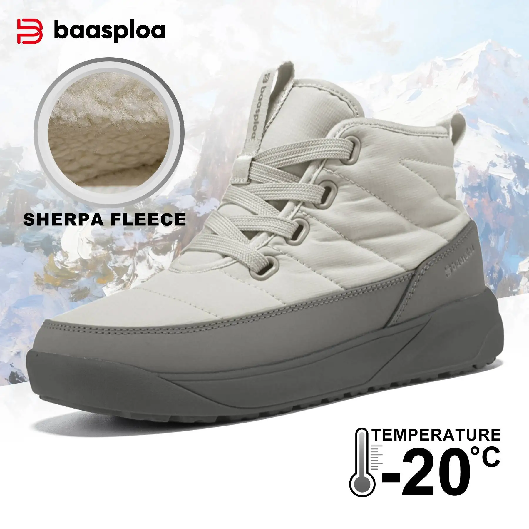 

Baasploa Women Ankle Boots Winter Plush Warm Walking Shoes Female Comfort Anti Splash Water Cotton Boots Non-Slip Wear Resistant
