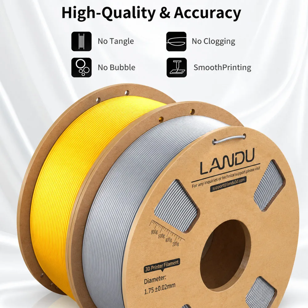 LANDU Silk PLA Filament 1.75mm 1KG, 3D Printer Filament 1kg Gold Silver Copper Filamento PLA Silk for FDM 3D Printing Materials 3
