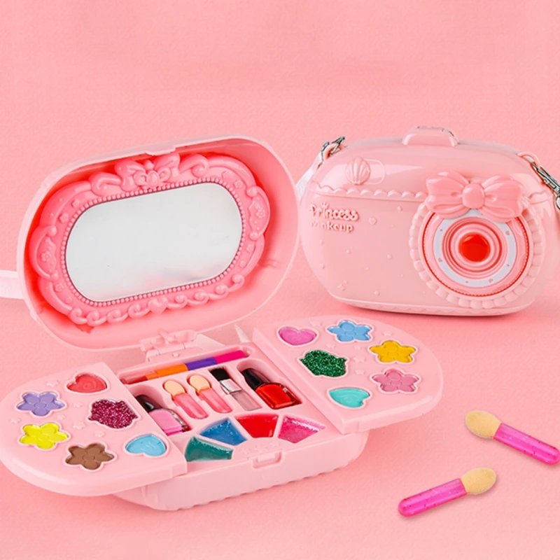 Children Makeup Set Lipstick Makeup Pretend Play Toys Cosmetic Educational Toys Girl Princess Makeup Suitcase Toddlers Toy