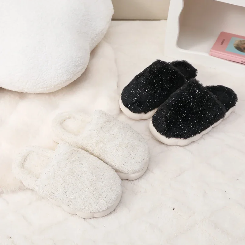 

Winter Children's Home Plush Slippers New Warm Girls Causal Cotton Shoes Soft Bottom Boys Non-slip Kids Fashion Furry Slippers