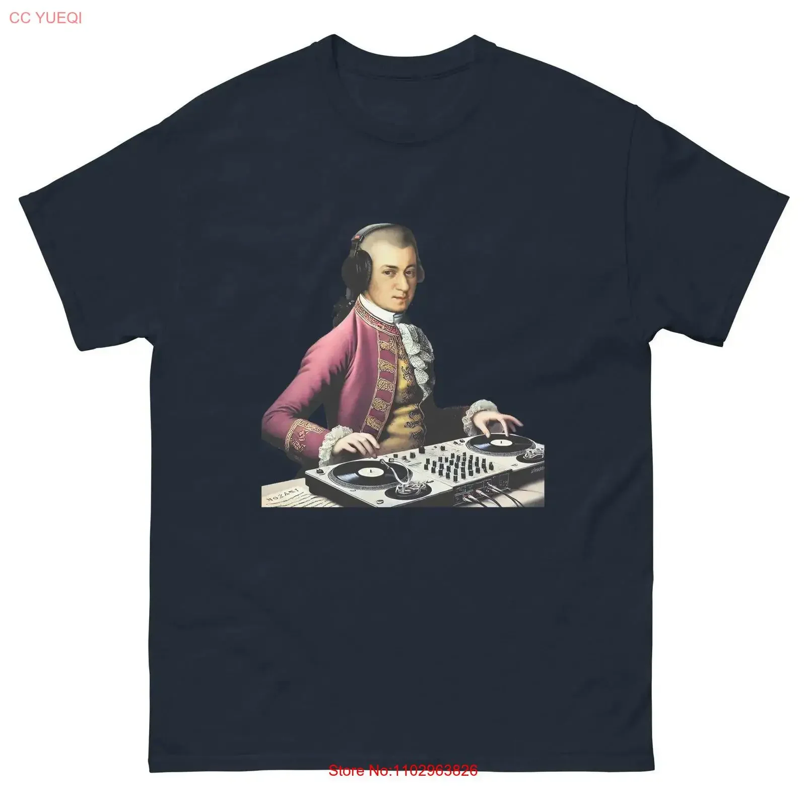 Camiseta Mozart DJ, divertida, de música clásica, compositor barroco, para amantes de los DJs, retro, para fiestas, moderna, vintage, lavada, cómoda