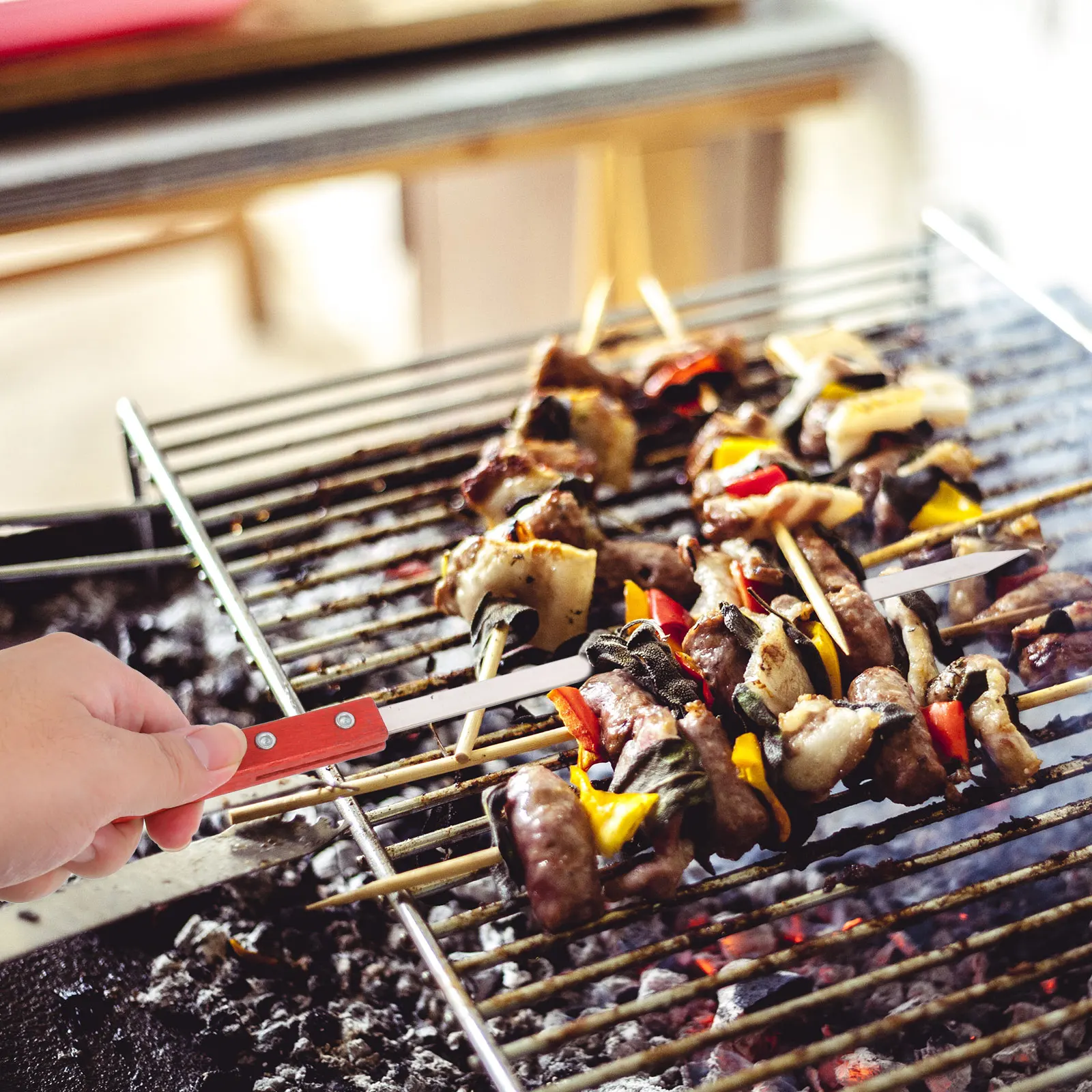 

8 Pcs BBQ Skewers Stainless Steel Reusable Grilling Tools Meat Kabob Roasting Sticks Outdoor Party Camping Picnic