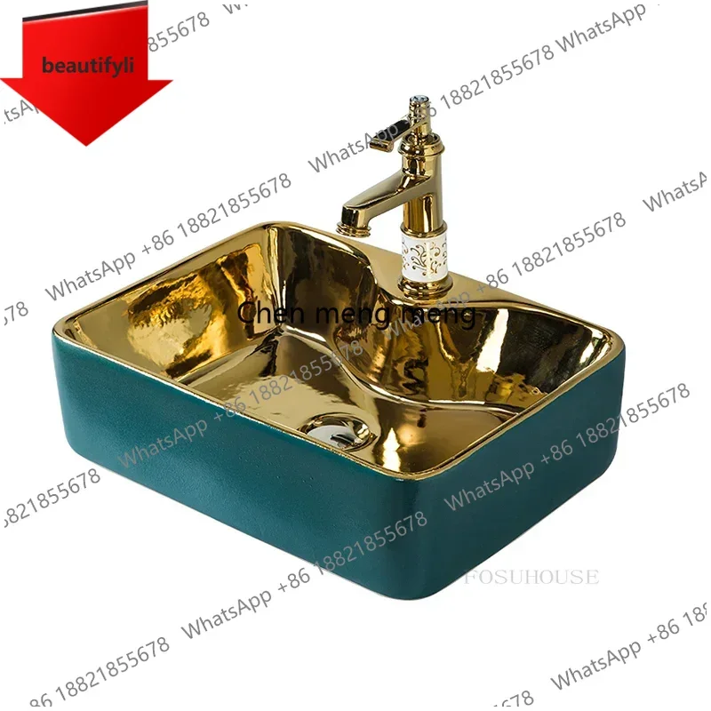 

A44 Modern Ceramic Wash Basins Light Luxury Bathroom Sinks Rectangular Above Counter Basin Bathroom Washbasins Toilet Washing Si