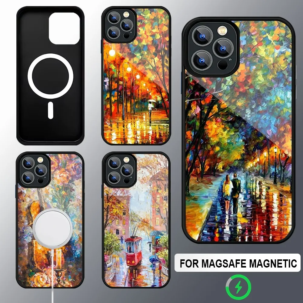 L-Leonid A-Afremov Oil Phone Case Magsafe Wireless Charging Cases For IPhone 16 15 13 12 11 14 Pro Max Mini 8 Plus XS X XR