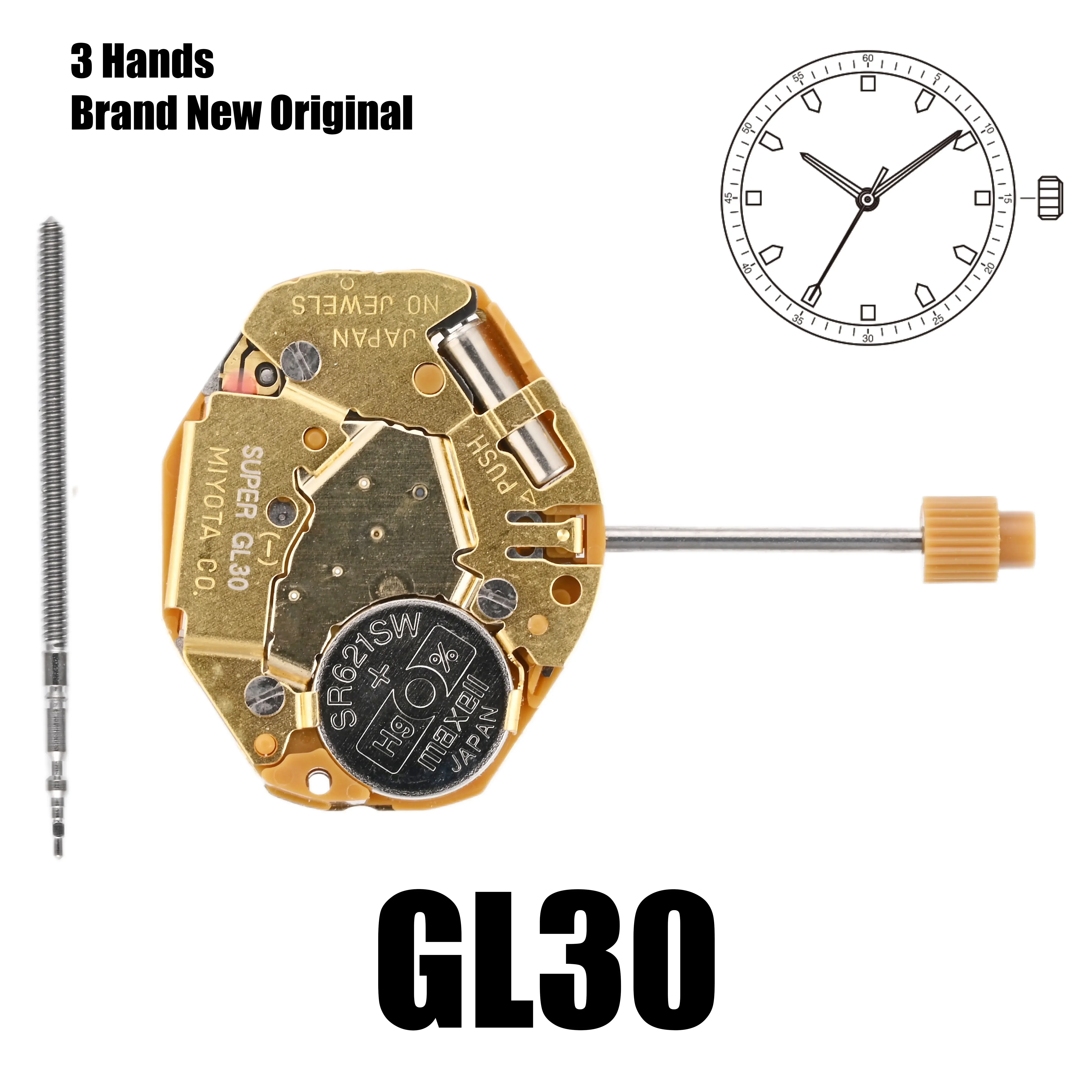 Genuine GL30 Movement Japan Miyota GL30 Movement Repair Accessories 3 Hands Movement