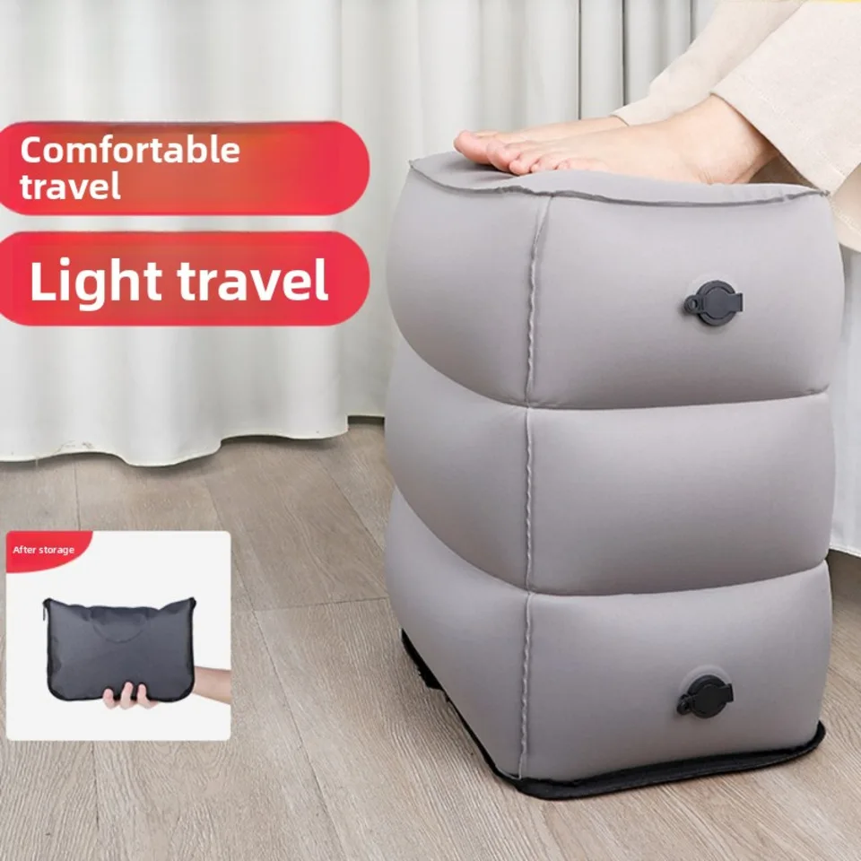 

Professional Updated Inflatable Travel Foot Rest Pillow Adjustable Three Height Footrest Cushion With Storage Bag Dust 3 Full