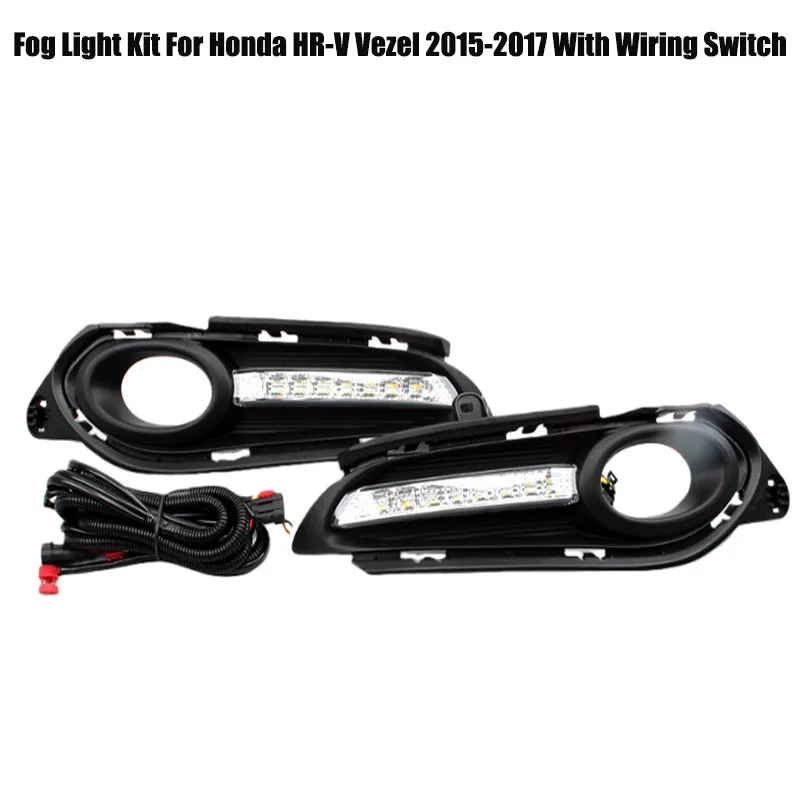 Front Bumper Fog Light Assembly Kit For Honda HR-V Vezel 2015-2017 Complete Fog Lamp Set With Wiring Harness Switch