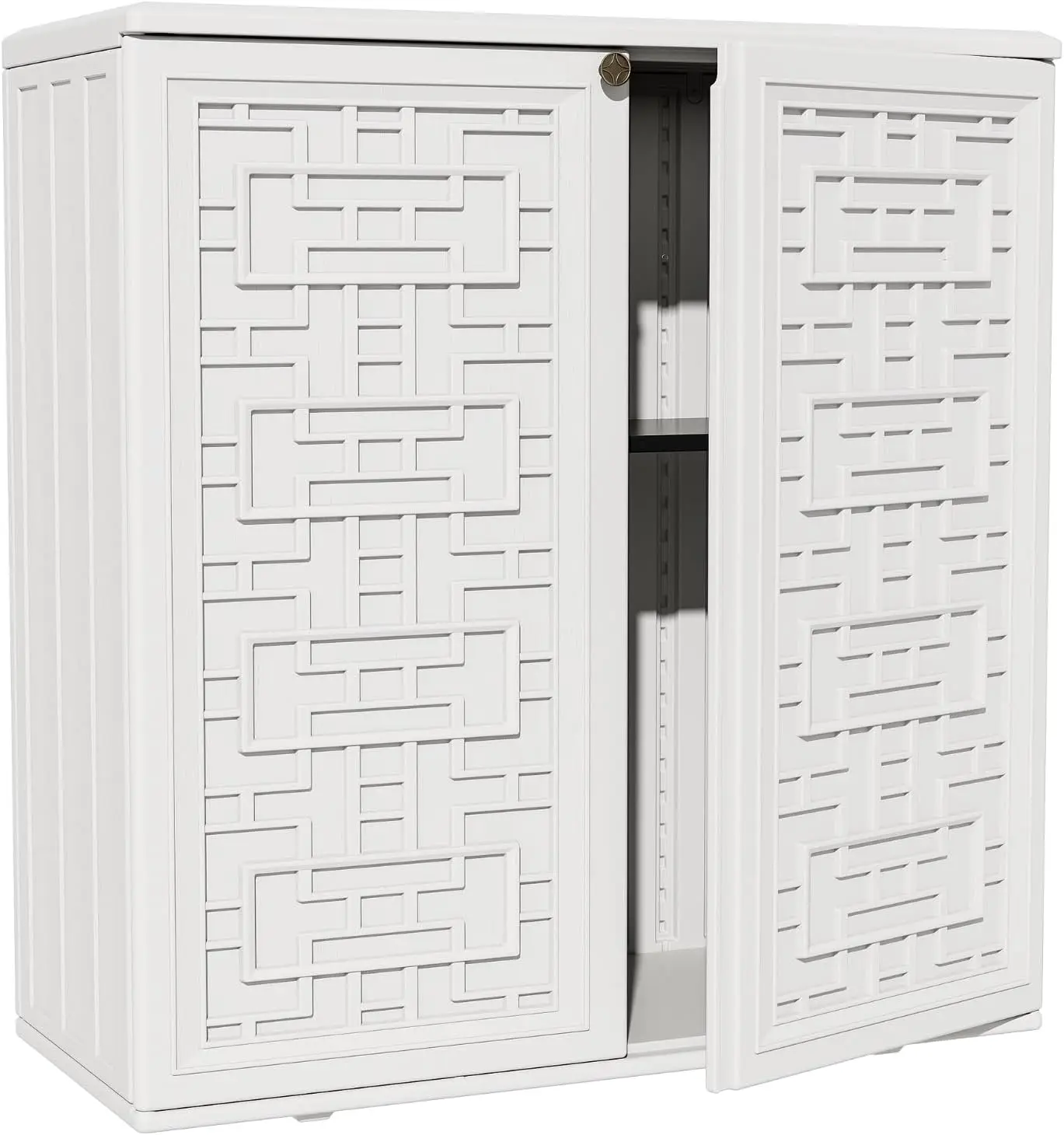 Outdoor garden storage, HDPE plastic cabinet, white, with one shelf, DIY usage, all-weather clearance