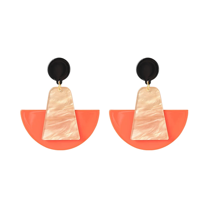 

Semicircular fan earrings, European and American exaggerated fashion personalized earrings, acrylic earrings