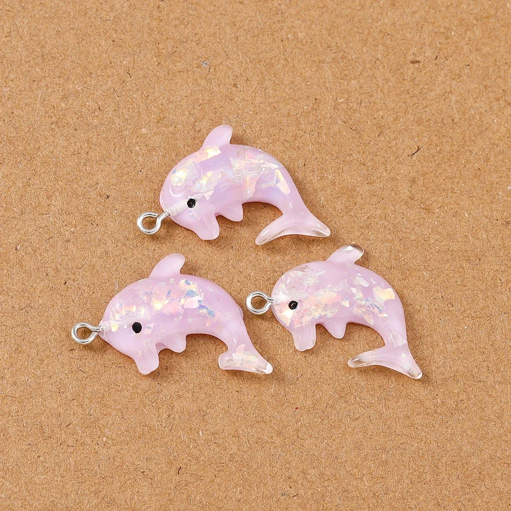 10pcs Cute Resin Dolphin Charms Pendants for Jewelry Making Necklace Earrings Bracelet DIY Kid's Jewelry Accessories
