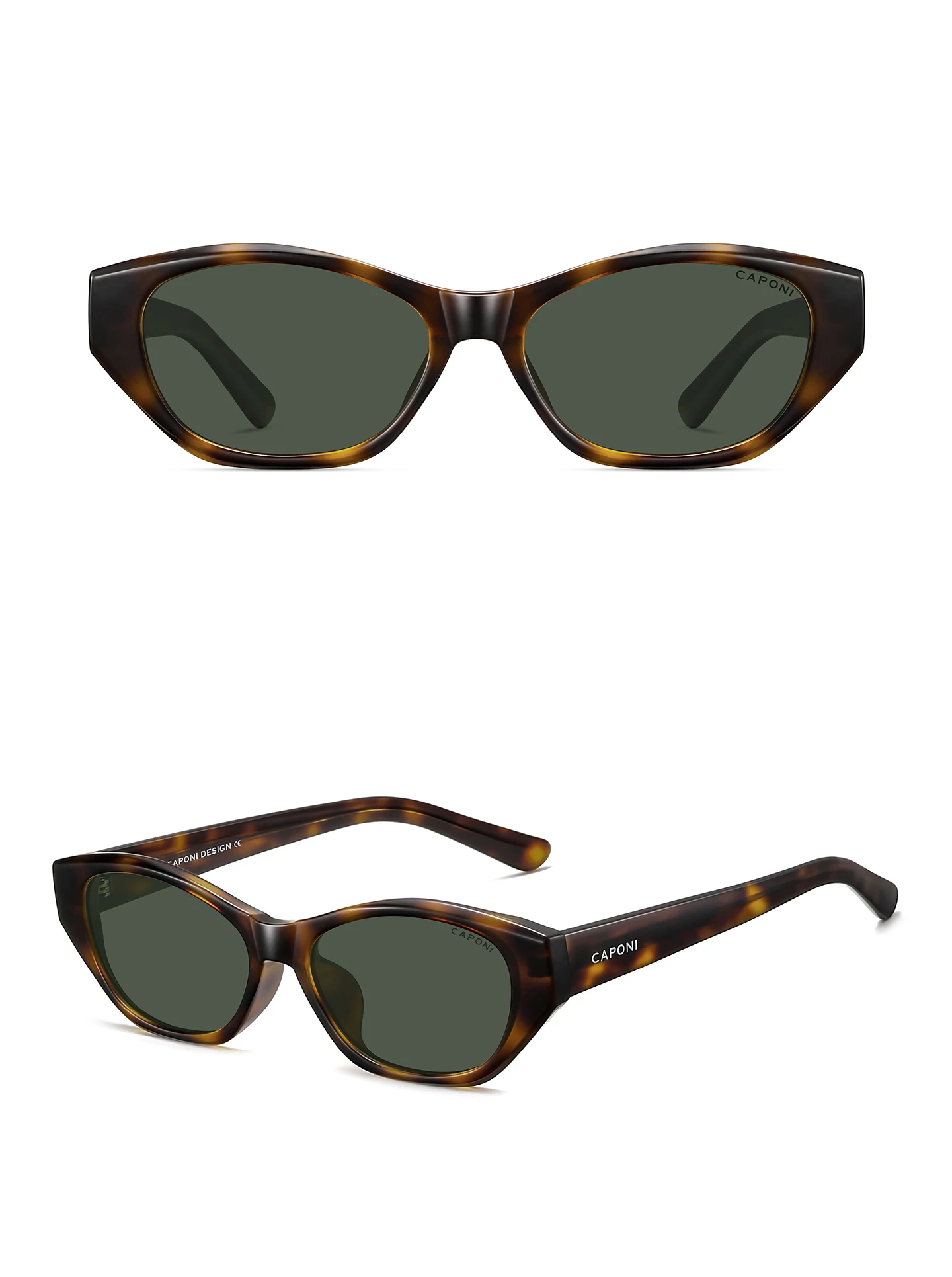 CAPONI Modische polarisierte Damen-Sonnenbrille 2026, Acetat, Outdoor, originelles Design, Brillen, UV400-Schutz, grüne Farbtöne, CP36015 – Detail 15