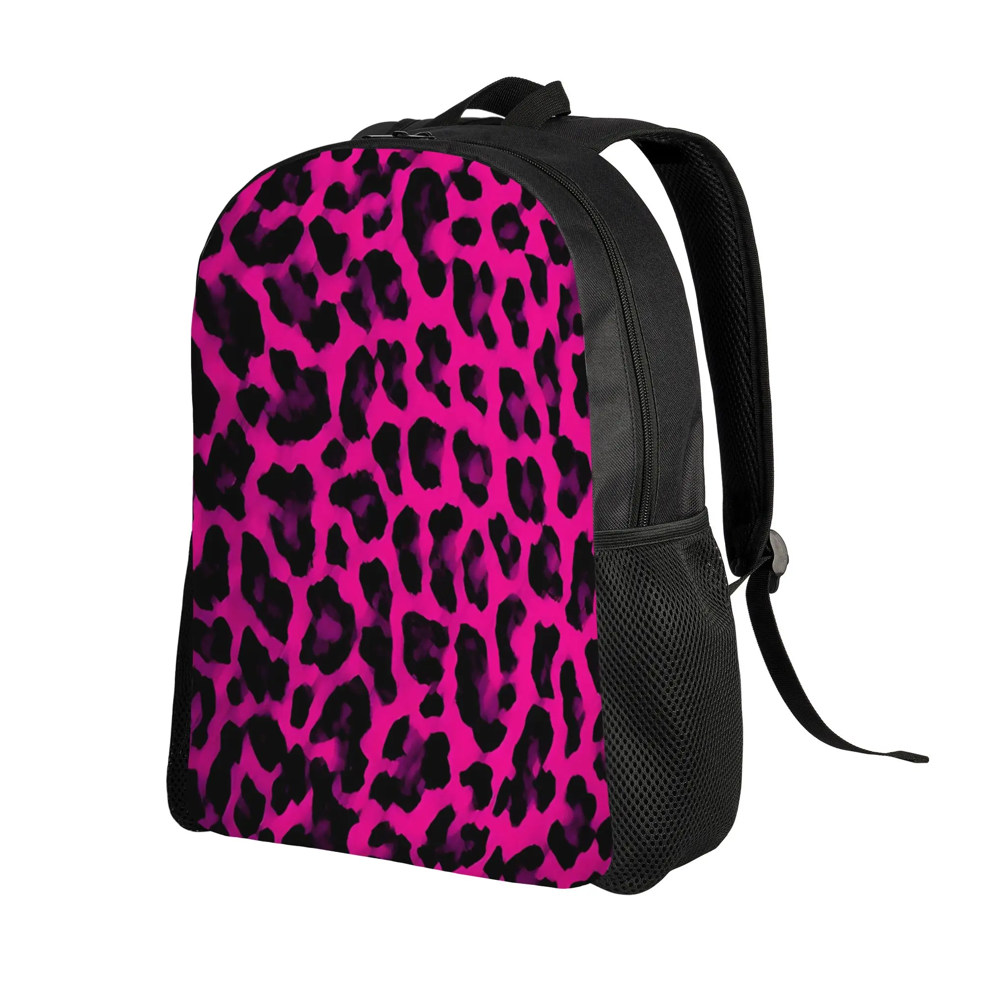 Back to school season Zipper Closure Hot Pink Leopard Print 1 Schoolbag Leopard Print For Men Women College Bag Backpack
