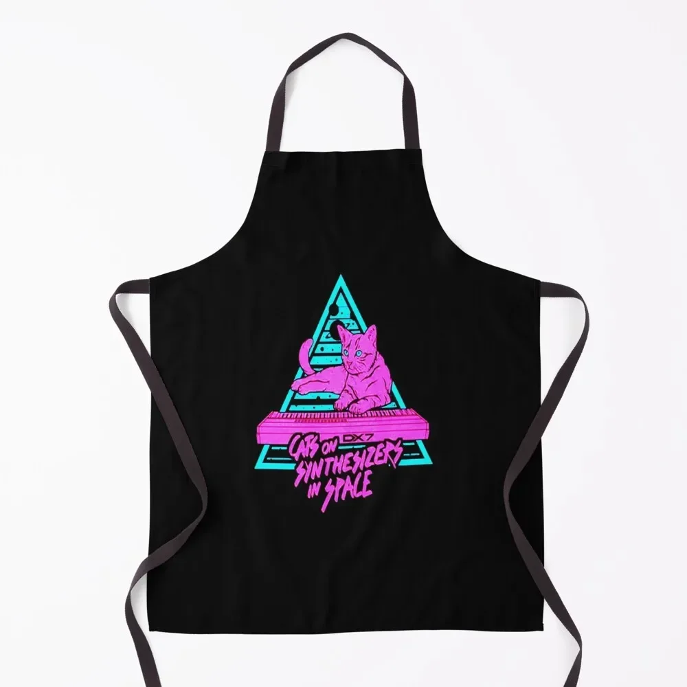 

Cats On Synthesizers In Space Apron Restaurant Chef Uniform Women Apron