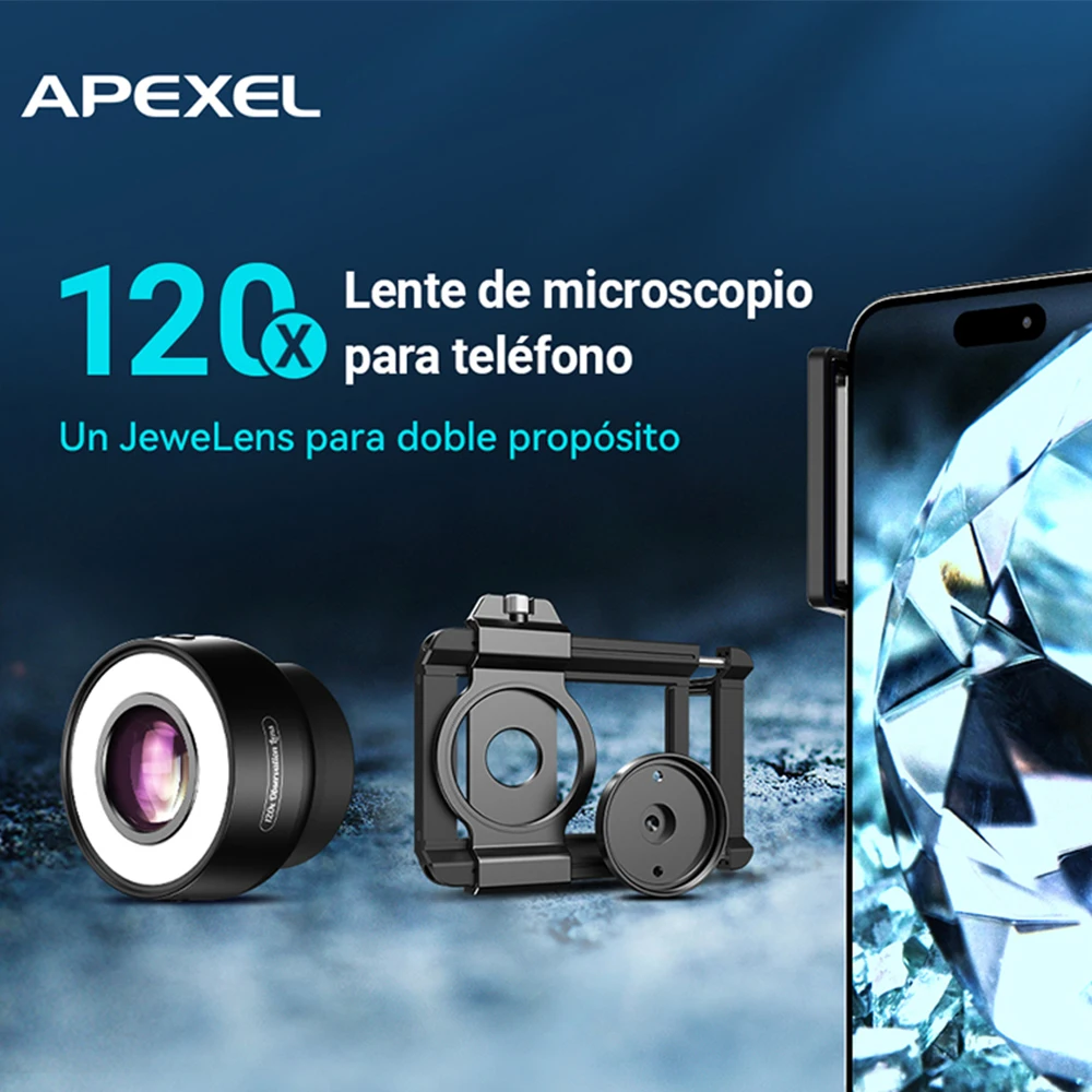 

APEXEL 120X HD Phone Microscope Lens, Universal Phone Clip Compatible with Smartphones 7-10cm Wide,Microscopic Lens for iPhone