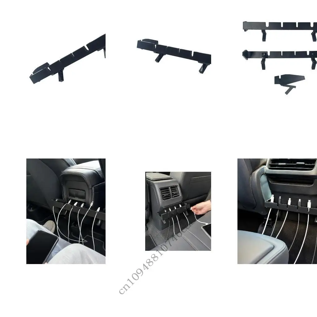 In-Car Cable Management Clip with 6 Slot Layout, ABS Rear Charging Wire Guide for VS30 Sprinter Tidier Console Cable Control in