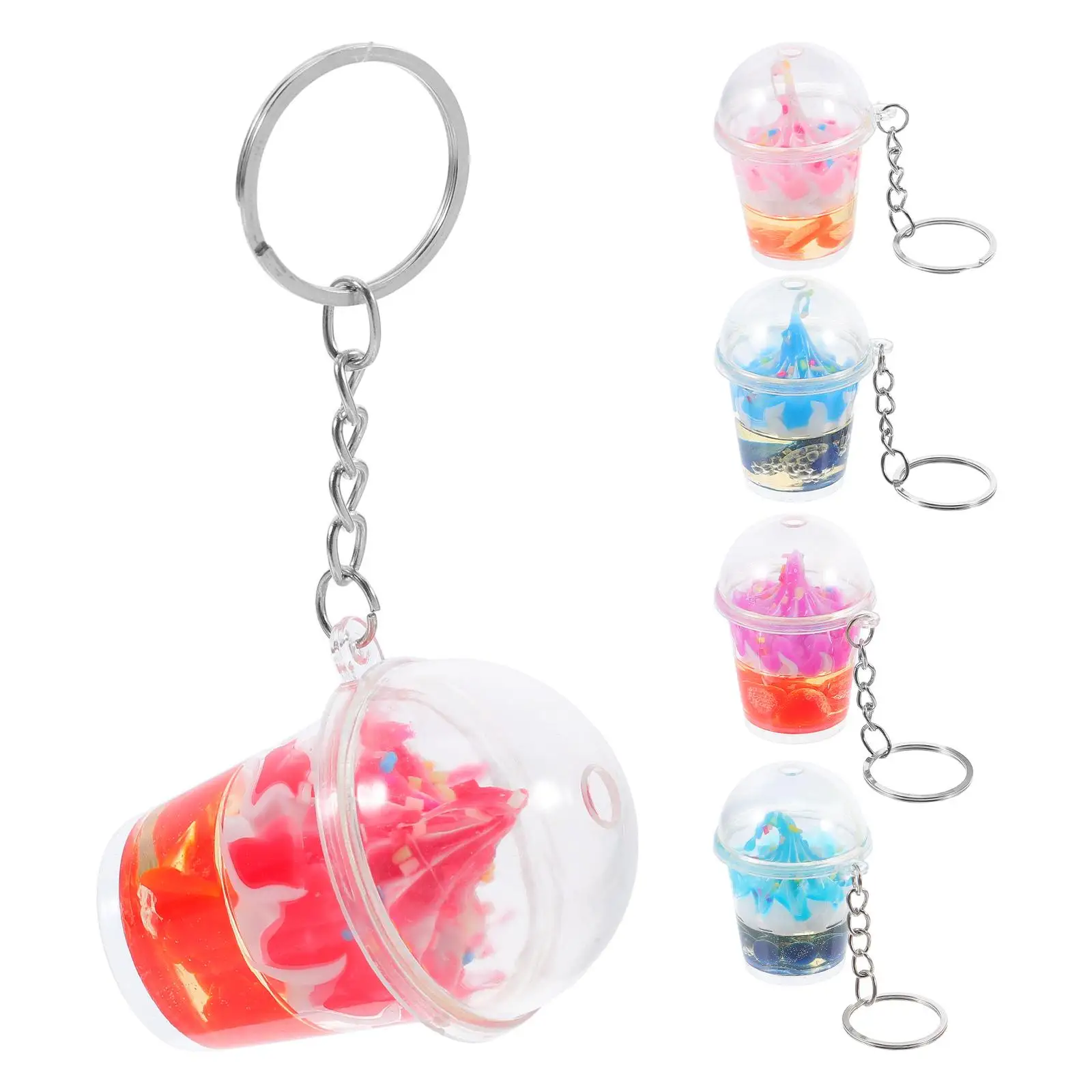 

5 Pcs Ice Cream Keychain Dessert Ring Toy Pendant Mini Cup Food Cute Pvc Holder