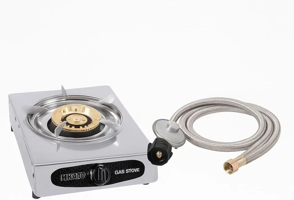

Single Burner Gas Stove With Regulator, Stainless Steel Propane Stove For Camping, Tailgating, and Hurricane Preparedness
